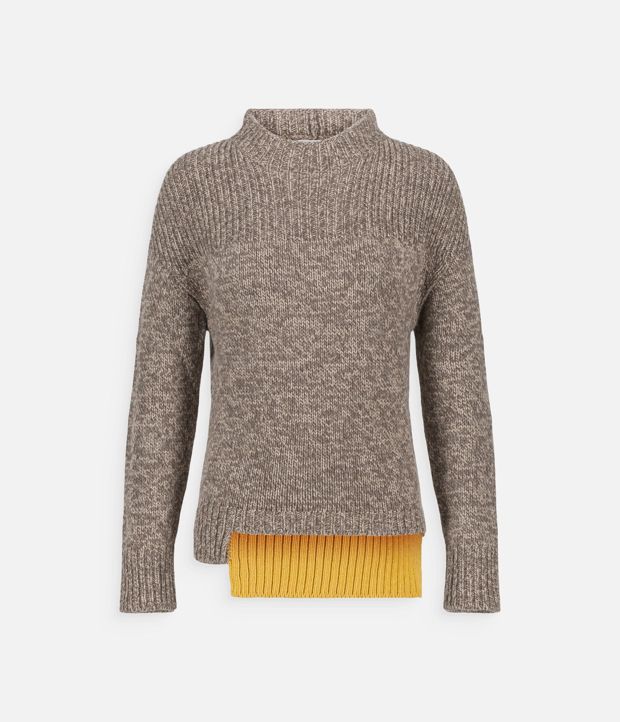 Chunky asymetric rib sweater in regenerated cashmere
