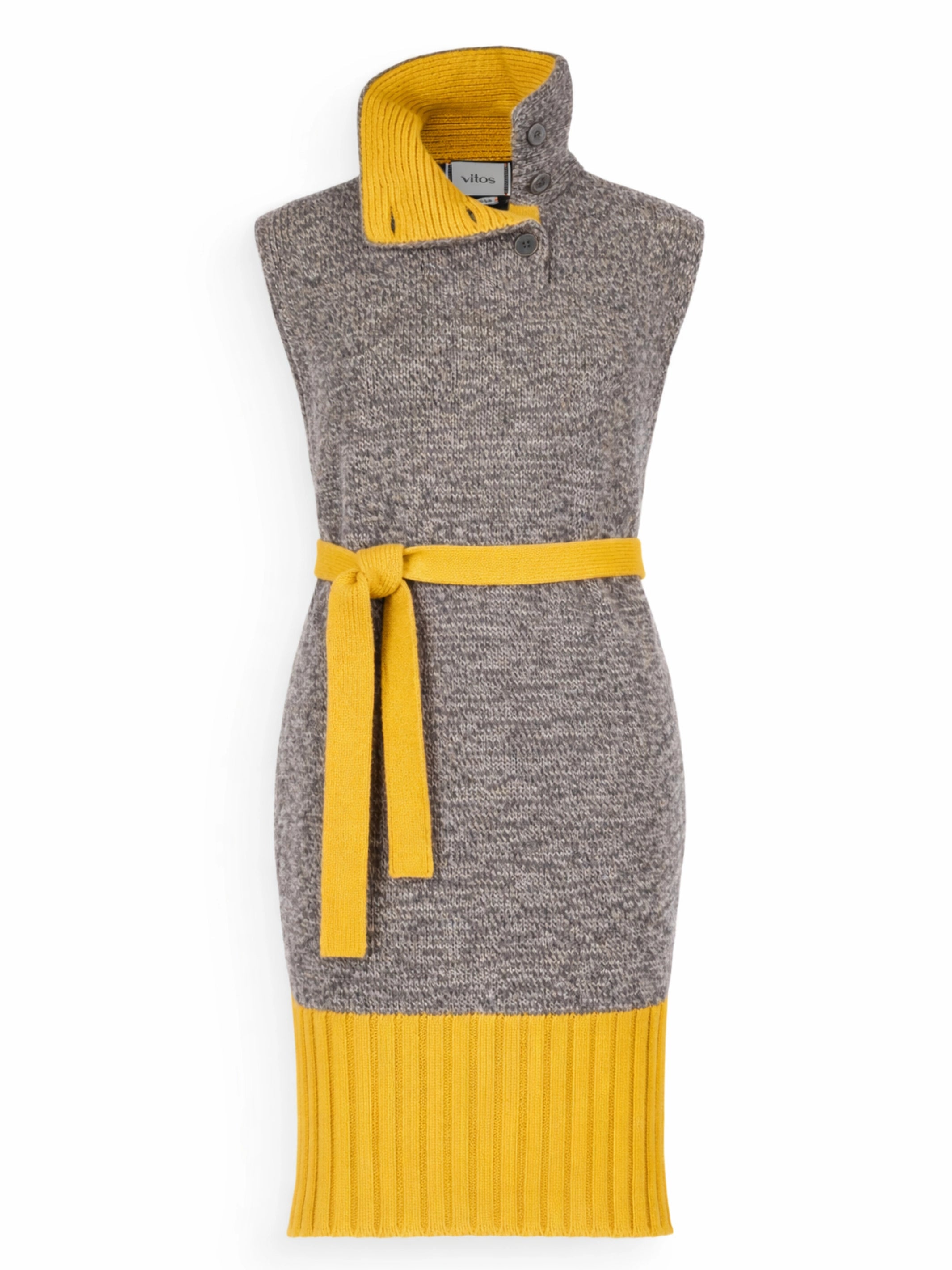 Sweater Dress with color color contrast in regenerated cashmere