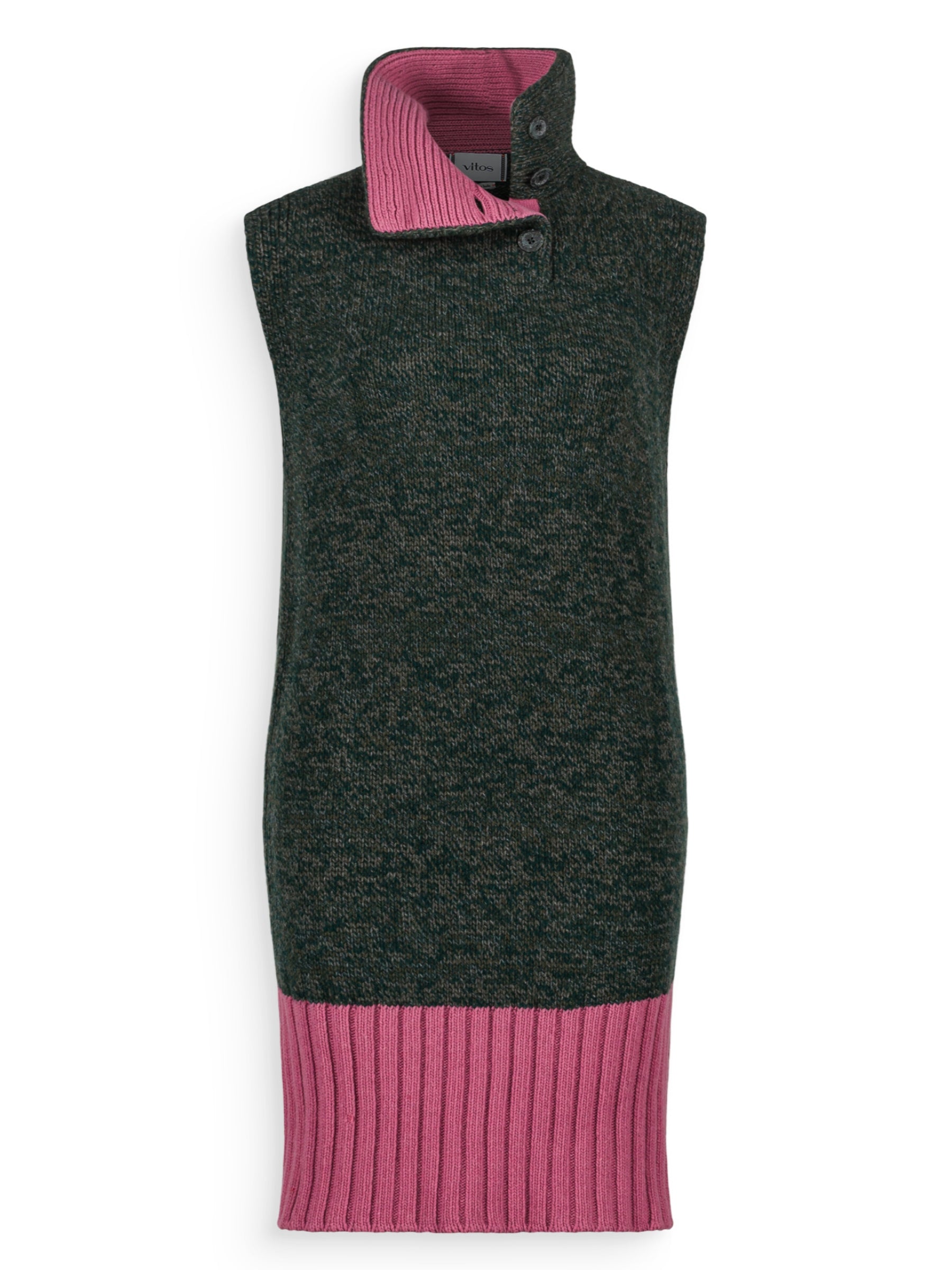 Sweater Dress with color color contrast in regenerated cashmere