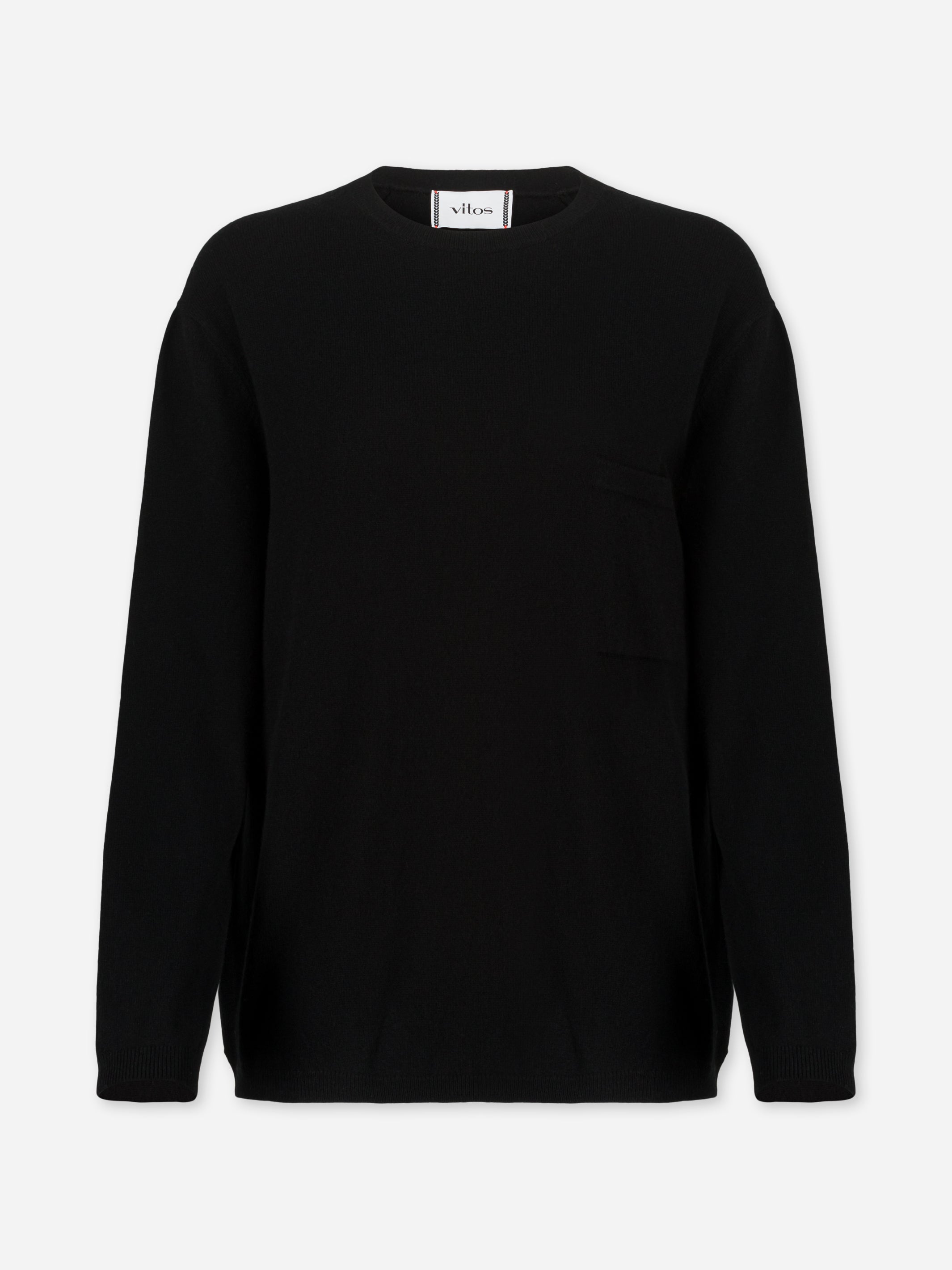 Cashmere loose crew neck sweater black