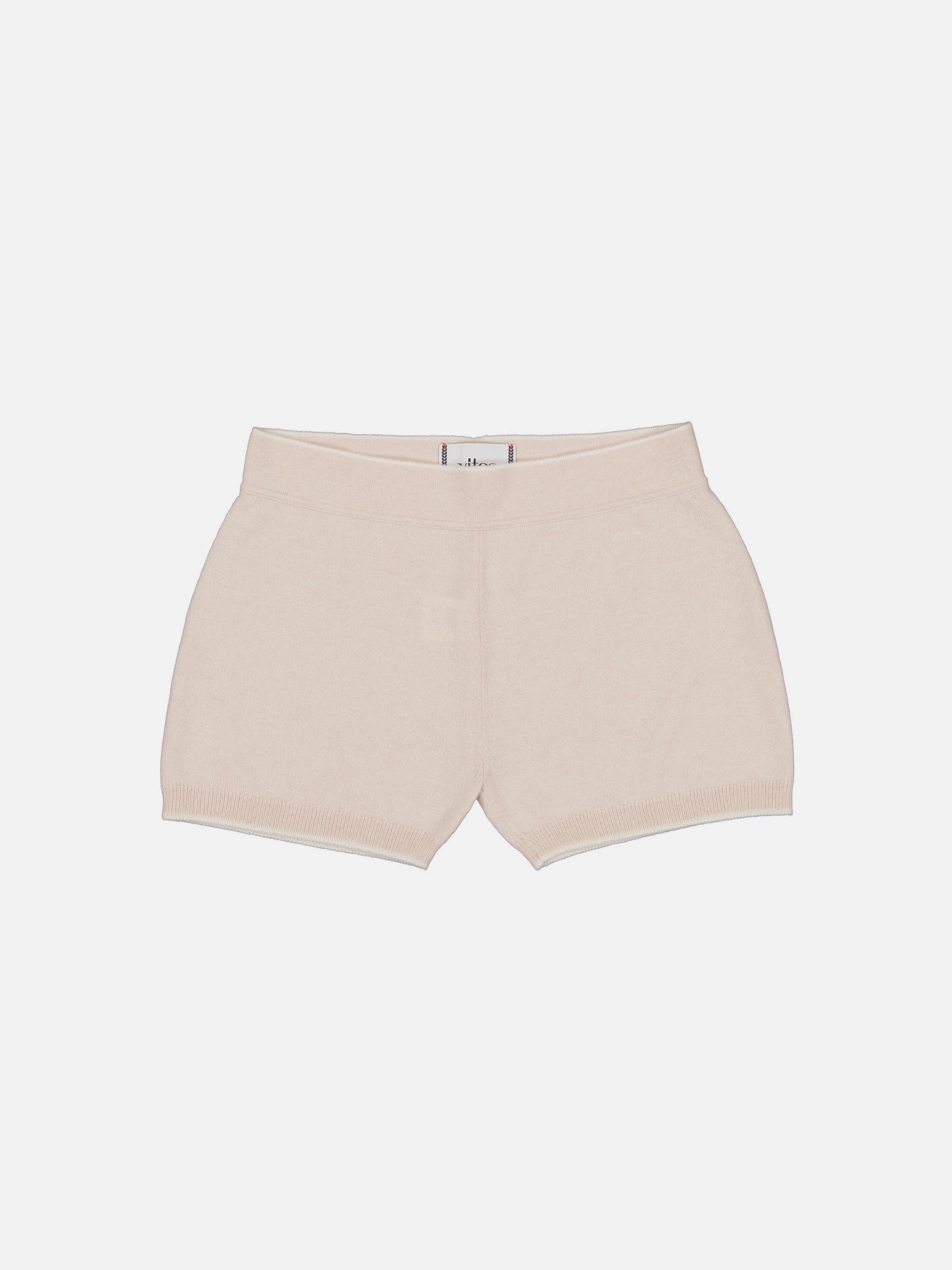 Beige cashmere fitted shorts