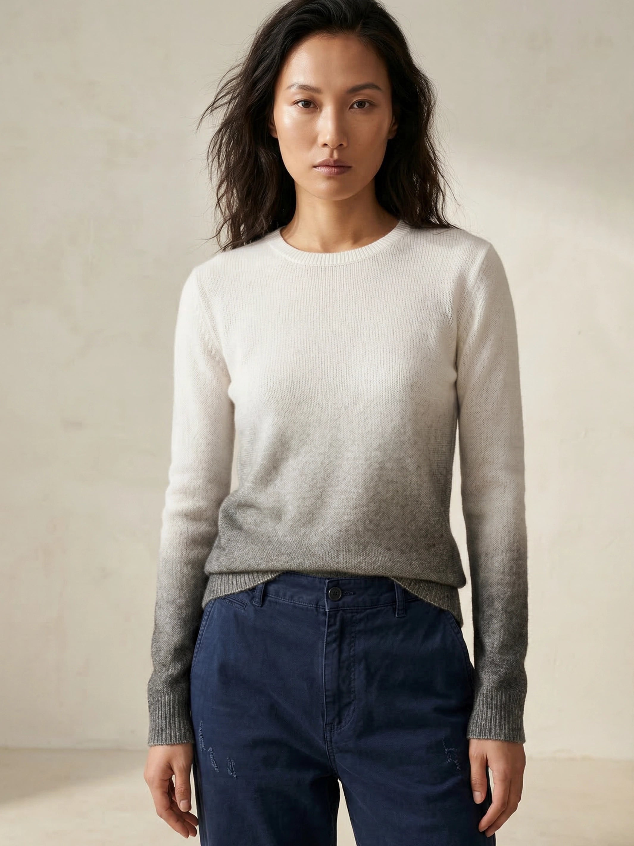 Spray dyed superfine cashmere sweater