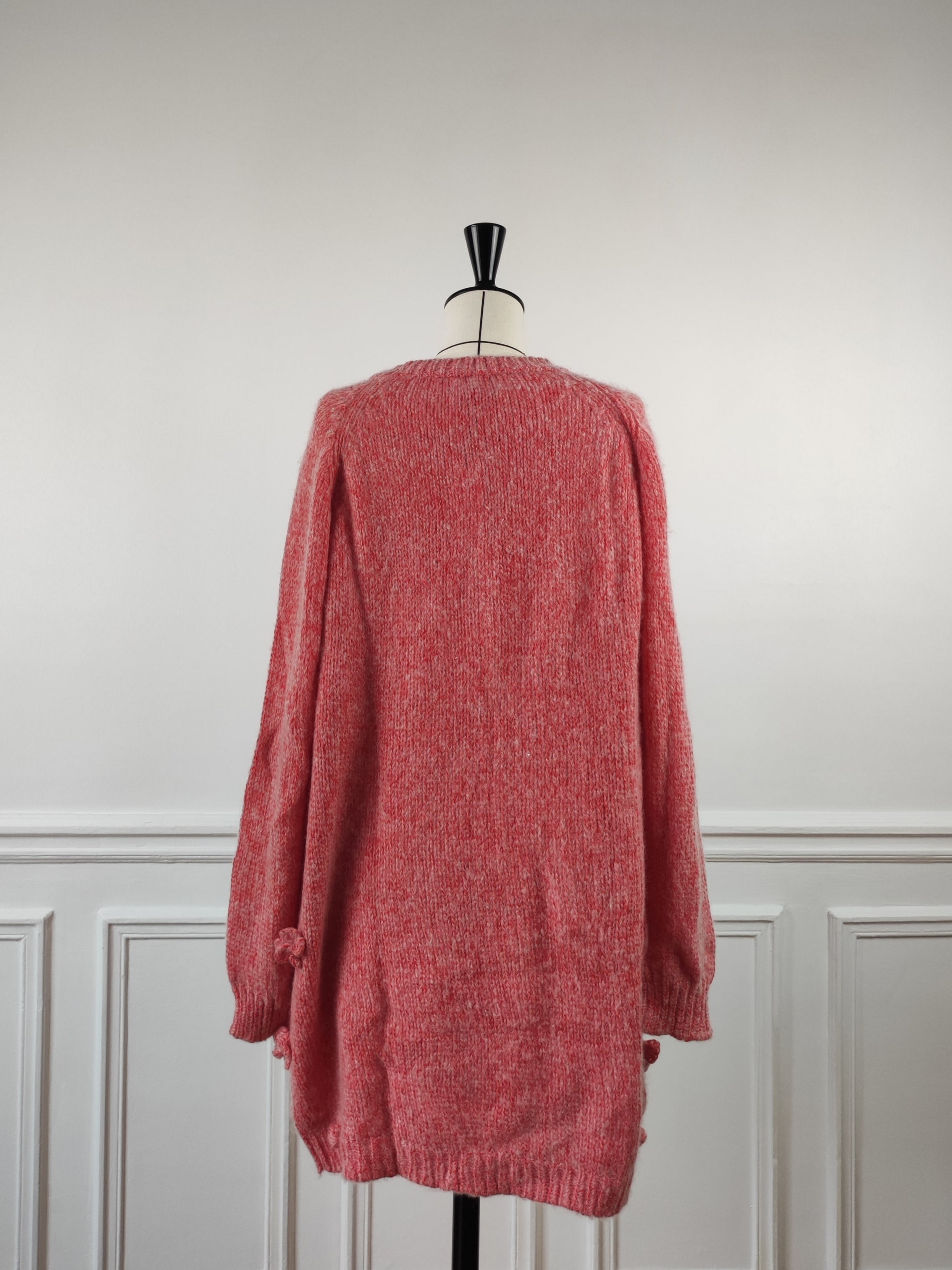 Long sweater hand knitted in cashmere wool