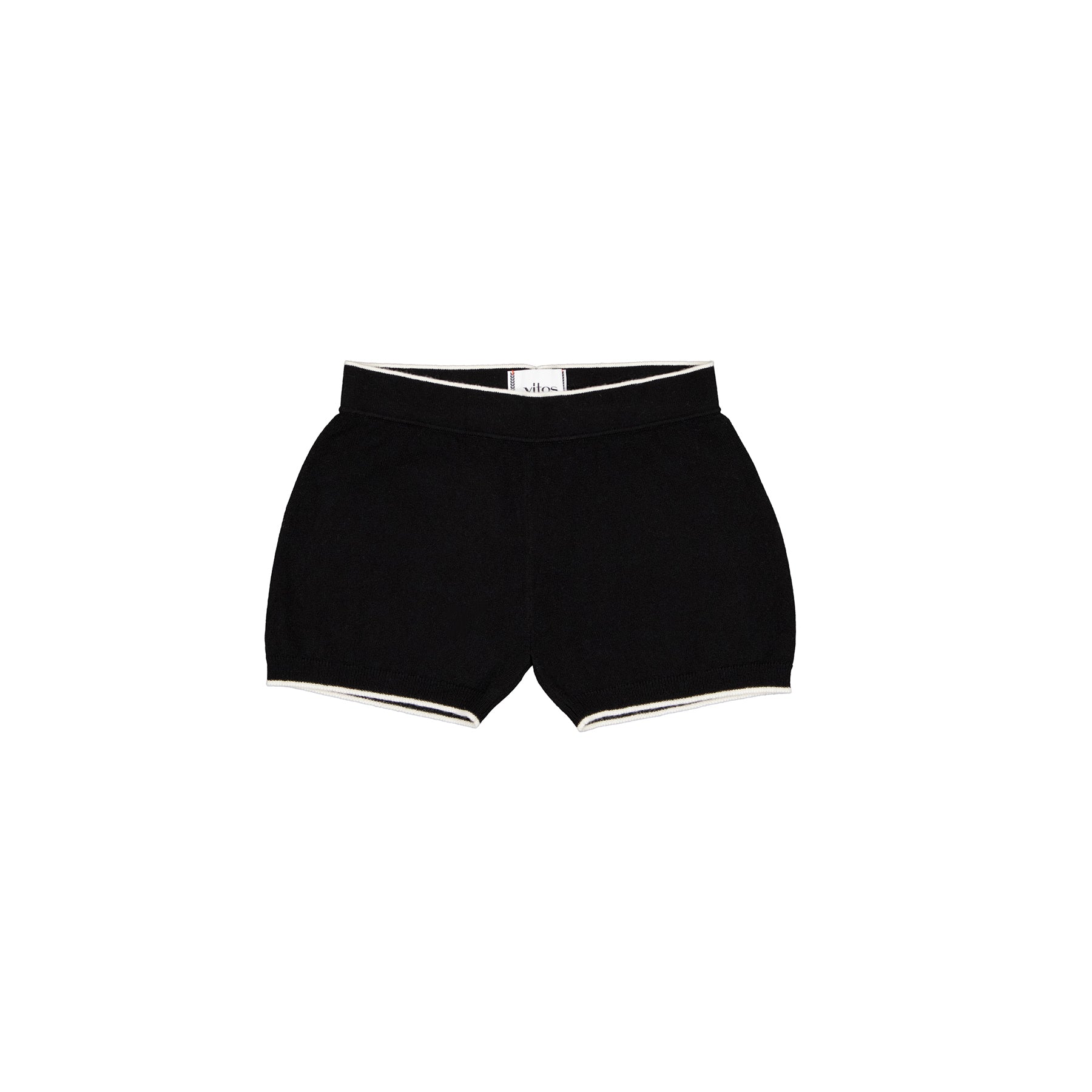 Black cashmere fitted shorts