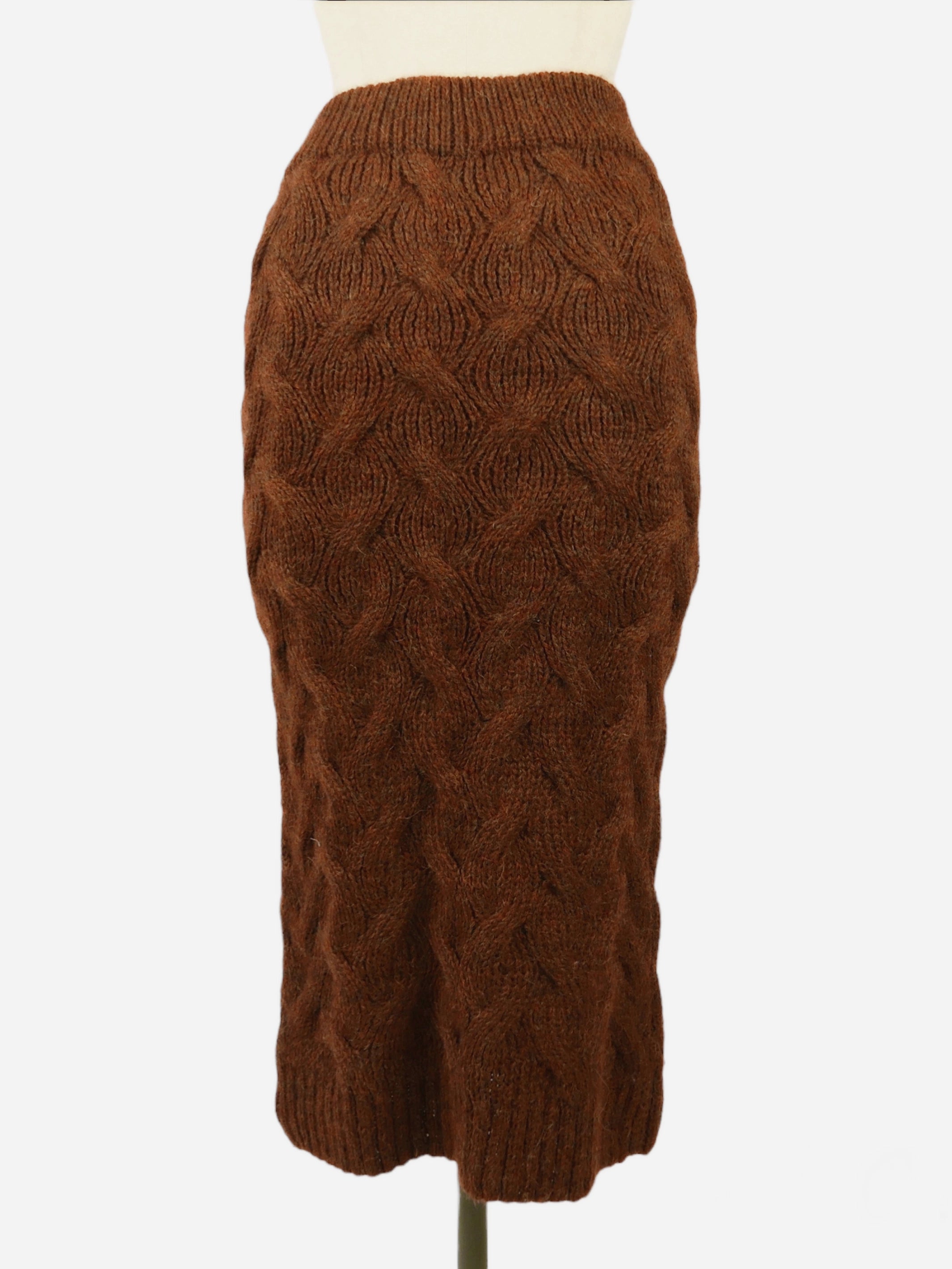 Brown cable hand knitted skirt