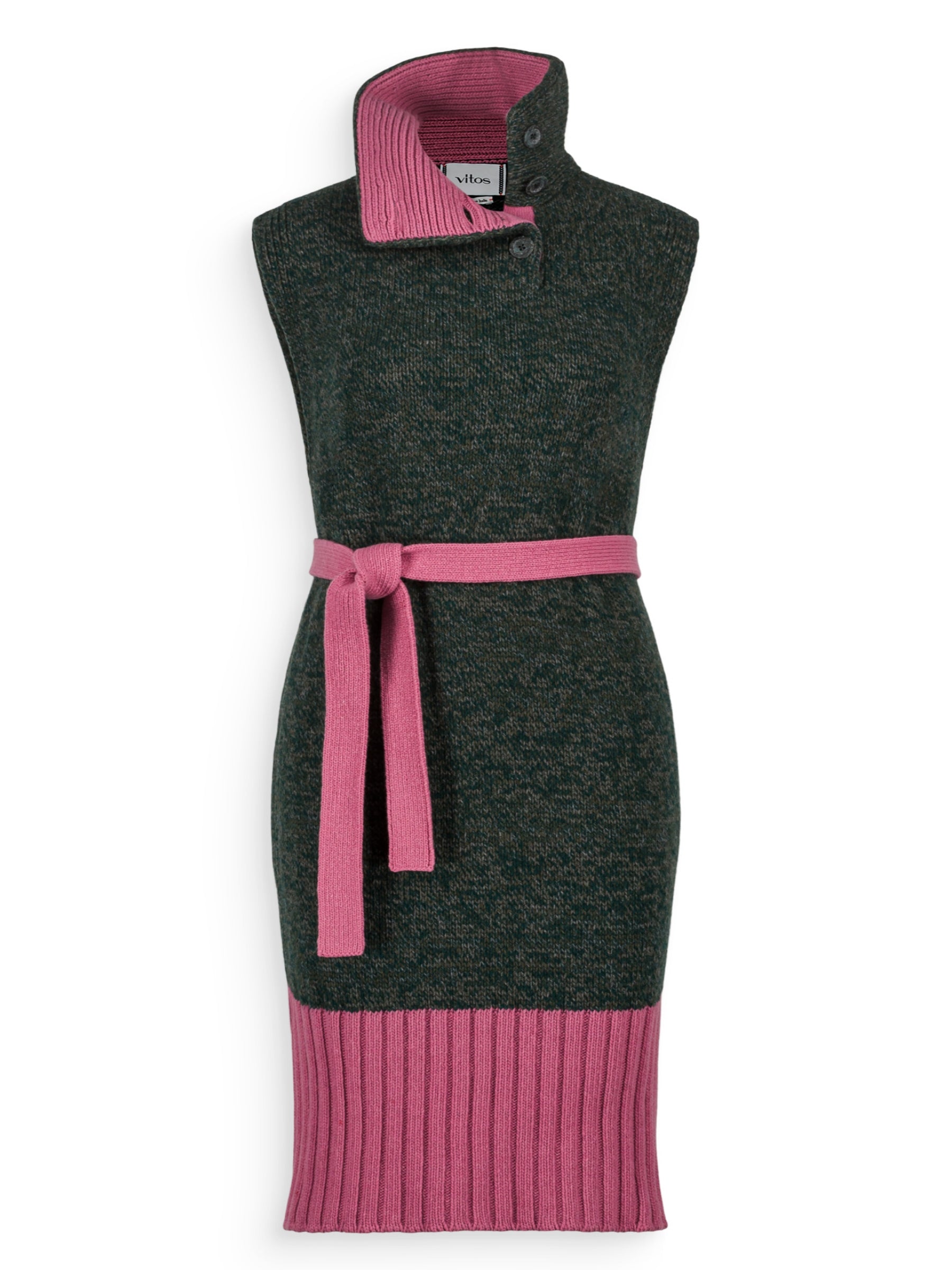 Sweater Dress with color color contrast in regenerated cashmere