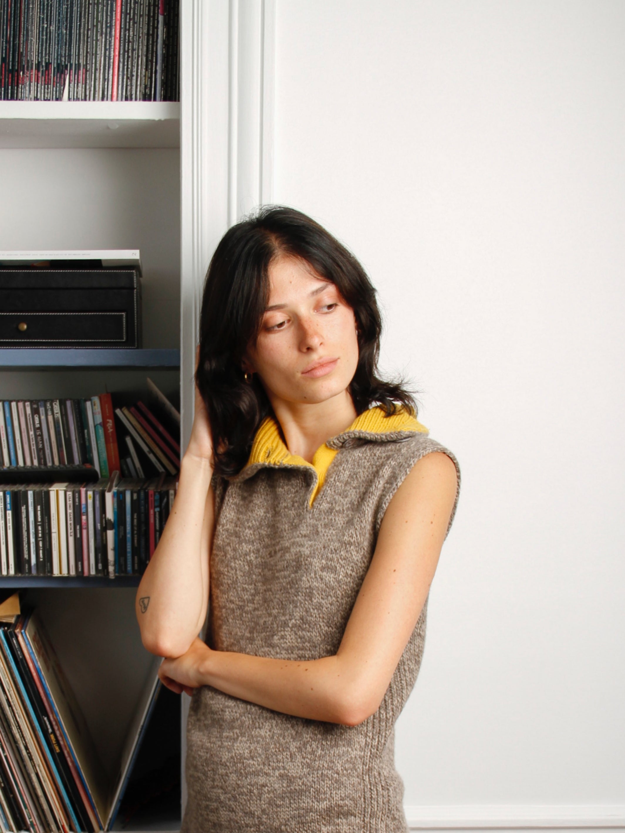 Sweater dress bicolor regenerated cashmere