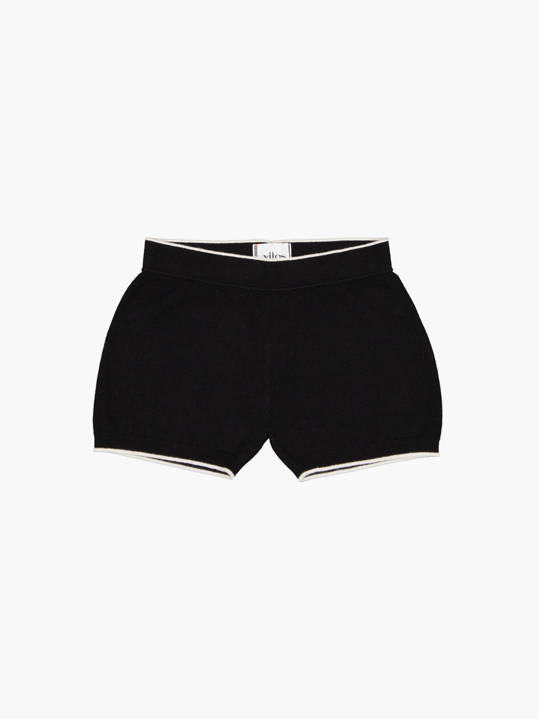 Black cashmere fitted shorts