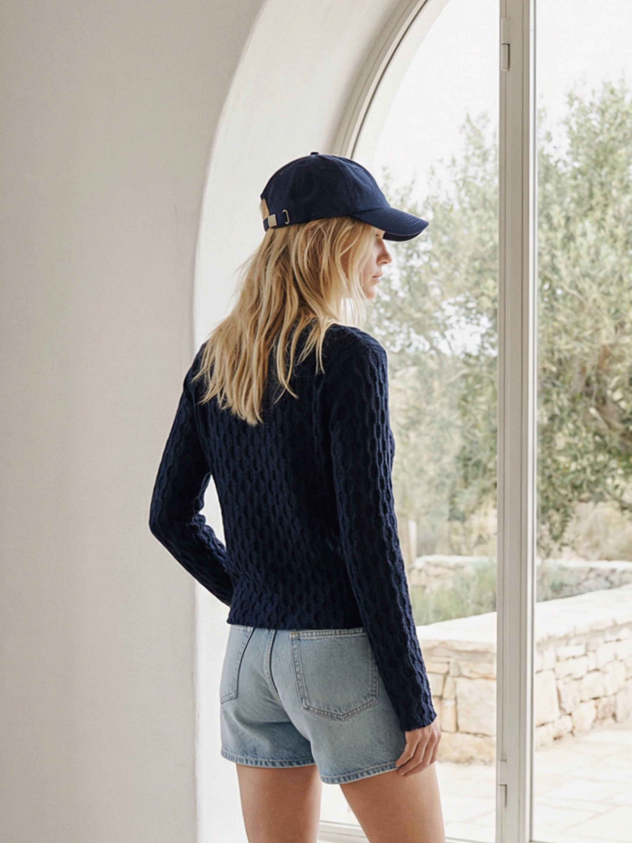 Light cable knit cotton sweater